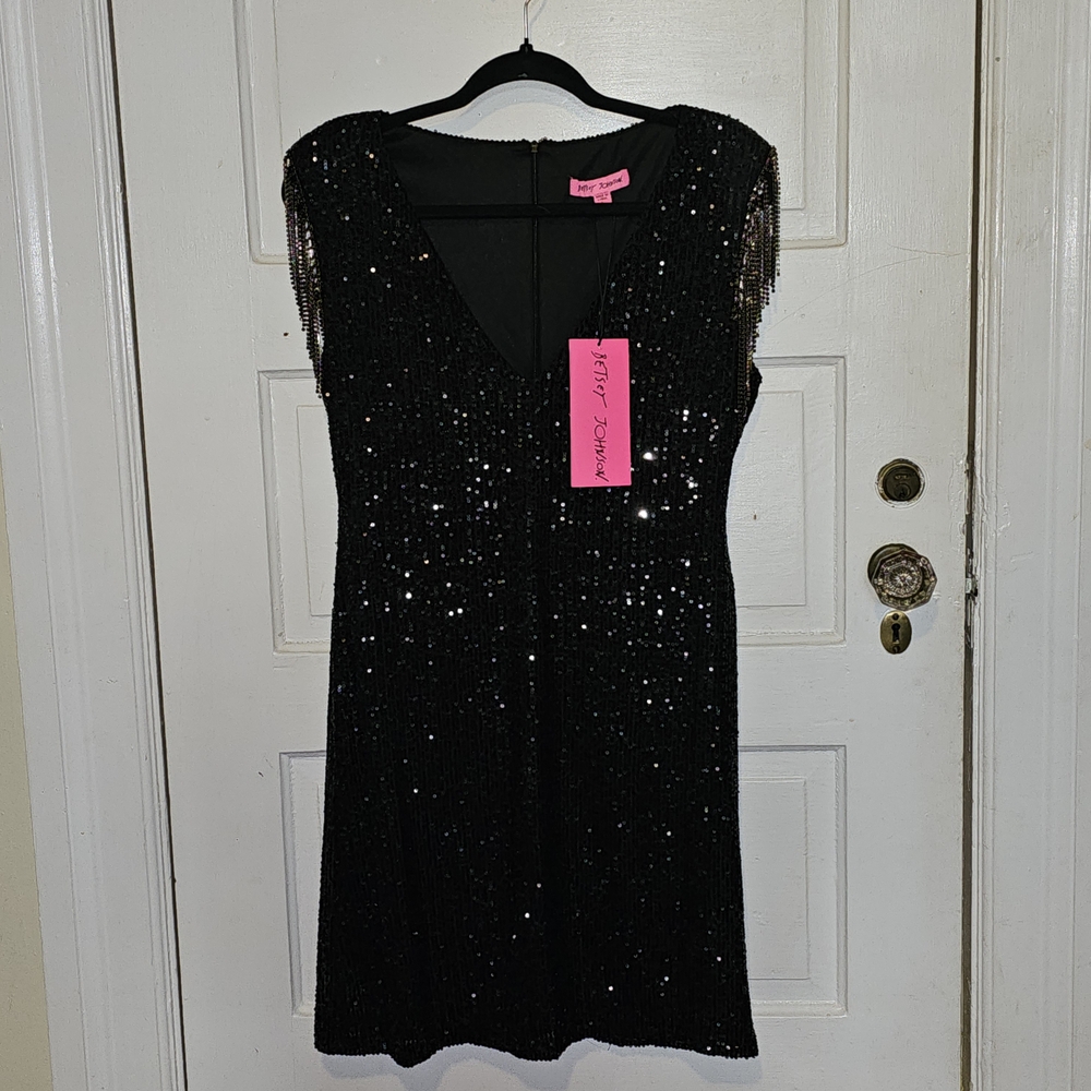 Betsey Johnson Sparkling Black Sequin Dress